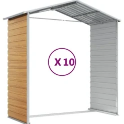 Trädgårdsskjul i galvaniserat stål - Ljusbrun för utomhusförvaring | Storlek: 191x89.5x198 cm