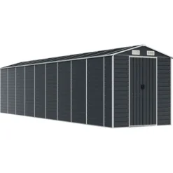 Trädgårdsskjul i galvaniserat stål - Praktisk förvaring för verktyg | Färg: Antracit | Storlek: 191x810x198 cm