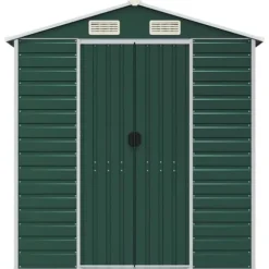 Trädgårdsskjul i galvaniserat stål - Utomhusförvaring | Färg: Grön | Storlek: 191x300x198 cm