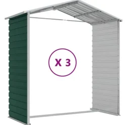 Trädgårdsskjul i galvaniserat stål - Utomhusförvaring | Färg: Grön | Storlek: 191x300x198 cm