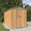 Trädgårdsskjul i galvaniserat stål - Rymlig förvaring | Färg: Ljusbrun | Storlek: 192x440x223 cm