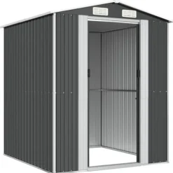 Trädgårdsskjul i galvaniserat stål - Utomhusförvaring | Färg: Antracit | Storlek: 192x191x223 cm