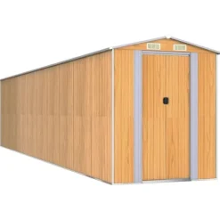 Trädgårdsskjul i galvaniserat stål - Uteförvaring | Färg: Ljusbrun | Storlek: 192x85x223 cm