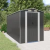 Trädgårdsskjul i galvaniserat stål - Rymlig förvaring för redskap | Färg: Antracit | Storlek: 192x440x223 cm