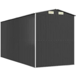 Trädgårdsskjul i galvaniserat stål - Rymlig förvaring för redskap | Färg: Antracit | Storlek: 192x440x223 cm