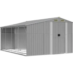 Trädgårdsskjul i galvaniserat stål - Robust för utomhusförvaring | Färg: Grå | Storlek: 277x365,5x179 cm