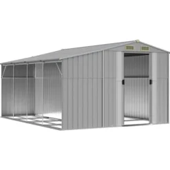 Trädgårdsskjul i galvaniserat stål - Robust för utomhusförvaring | Färg: Grå | Storlek: 277x365,5x179 cm