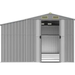 Trädgårdsskjul i galvaniserat stål - Robust för utomhusförvaring | Färg: Grå | Storlek: 277x365,5x179 cm