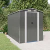 Trädgårdsskjul i galvaniserat stål - Rymlig förvaring för redskap | Färg: Ljusgrå | Storlek: 192x357x223 cm