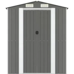 Trädgårdsskjul i galvaniserat stål - Rymlig förvaring för redskap | Färg: Ljusgrå | Storlek: 192x357x223 cm