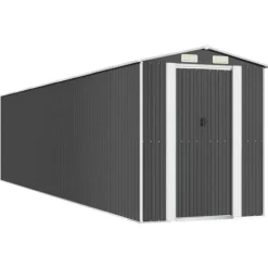 Trädgårdsskjul i galvaniserat stål | Förvaringslösning för redskap | Mått: 192x85x223 cm | Färg: Antracit