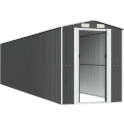 Trädgårdsskjul i galvaniserat stål | Förvaringslösning för redskap | Mått: 192x85x223 cm | Färg: Antracit