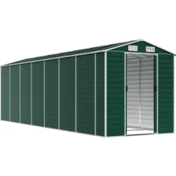 Trädgårdsskjul i galvaniserat stål - Utomhusförvaring | Färg: Grön | Storlek: 191x640x198 cm