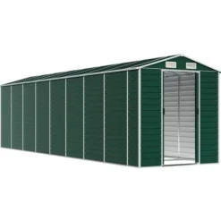 Trädgårdsskjul i galvaniserat stål - Utomhusförvaring för verktyg | Färg: Grön | Storlek: 191x725x198 cm