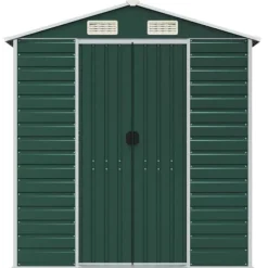 Trädgårdsskjul i galvaniserat stål - Utomhusförvaring för verktyg | Färg: Grön | Storlek: 191x725x198 cm