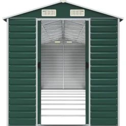 Trädgårdsskjul i galvaniserat stål - Utomhusförvaring för verktyg | Färg: Grön | Storlek: 191x725x198 cm