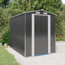 Trädgårdsskjul i galvaniserat stål - Rymlig förvaring | Färg: Antracit | Storlek: 192x274x223 cm
