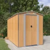 Trädgårdsskjul i galvaniserat stål - Rymligt förvaringsutrymme | Färg: Ljusbrun | Storlek: 192x357x223 cm