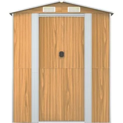 Trädgårdsskjul i galvaniserat stål - Rymligt förvaringsutrymme | Färg: Ljusbrun | Storlek: 192x357x223 cm