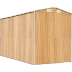 Trädgårdsskjul i galvaniserat stål - Rymligt förvaringsutrymme | Färg: Ljusbrun | Storlek: 192x357x223 cm