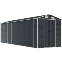 Trädgårdsskjul i galvaniserat stål för utomhusförvaring | Färg: Antracit | Storlek: 191x640x198 cm