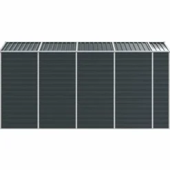 Trädgårdsskjul i galvaniserat stål | Antracit | Storlek: 191x385x198 cm