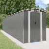 Trädgårdsskjul i galvaniserat stål - Rymlig förvaring för redskap | Färg: Ljusgrå | Storlek: 192x85x223 cm