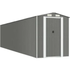 Trädgårdsskjul i galvaniserat stål - Rymlig förvaring för redskap | Färg: Ljusgrå | Storlek: 192x85x223 cm