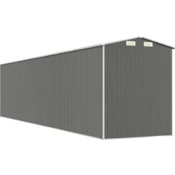 Trädgårdsskjul i galvaniserat stål - Rymlig förvaring för redskap | Färg: Ljusgrå | Storlek: 192x85x223 cm