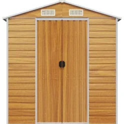Trädgårdsskjul i galvaniserat stål - Robusta förvaringslösningar | Färg: Ljusbrun | Storlek: 191x81x198 cm