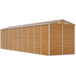 Trädgårdsskjul i galvaniserat stål - Robusta förvaringslösningar | Färg: Ljusbrun | Storlek: 191x81x198 cm