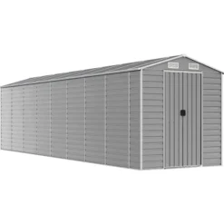 Trädgårdsskjul i galvaniserat stål - Utomhusförvaring | Färg: Ljusgrå | Storlek: 191x810x198 cm