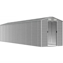 Trädgårdsskjul i galvaniserat stål - Utomhusförvaring | Färg: Ljusgrå | Storlek: 191x810x198 cm