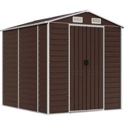 Trädgårdsskjul i galvaniserat stål - Förvaringslösning för verktyg | Färg: Brun | Storlek: 191x215x198 cm