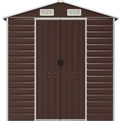 Trädgårdsskjul i galvaniserat stål - Förvaringslösning för verktyg | Färg: Brun | Storlek: 191x215x198 cm