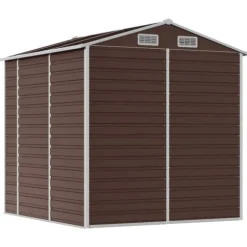 Trädgårdsskjul i galvaniserat stål - Förvaringslösning för verktyg | Färg: Brun | Storlek: 191x215x198 cm
