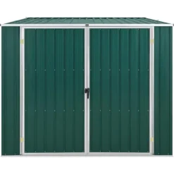 Trädgårdsskjul i galvaniserat stål - Förvaring för trädgårdsredskap | Färg: Grön | Storlek: 195x198x159 cm