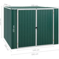 Trädgårdsskjul i galvaniserat stål - Förvaring för trädgårdsredskap | Färg: Grön | Storlek: 195x198x159 cm