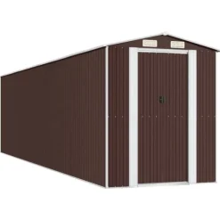 Trädgårdsskjul i mörkbrun galvaniserat stål - Förvaring för redskap | Storlek: 192x772x223 cm | Färg: Mörkbrun
