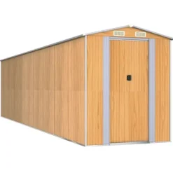 Trädgårdsskjul ljusbrun 192x772x223 cm galvaniserat stål