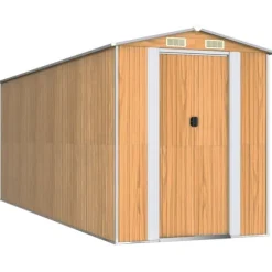 Trädgårdsskjul ljusbrun 192x523x223 cm galvaniserat stål