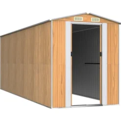 Trädgårdsskjul ljusbrun 192x523x223 cm galvaniserat stål