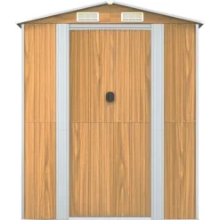Trädgårdsskjul ljusbrun 192x523x223 cm galvaniserat stål
