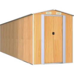 Trädgårdsskjul ljusbrun 192x689x223 cm galvaniserat stål