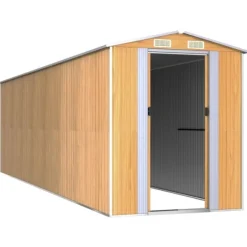 Trädgårdsskjul ljusbrun 192x689x223 cm galvaniserat stål