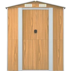 Trädgårdsskjul ljusbrun 192x689x223 cm galvaniserat stål