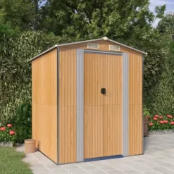 Trädgårdsskjul ljusbrun 192x191x223 cm galvaniserat stål
