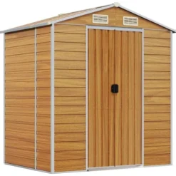 Trädgårdsskjul ljusbrun 191x130x198 cm galvaniserat stål