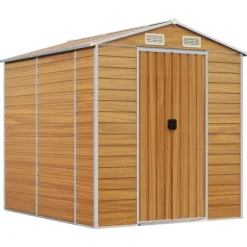 Trädgårdsskjul ljusbrun 191x215x198 cm galvaniserat stål