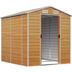 Trädgårdsskjul ljusbrun 191x215x198 cm galvaniserat stål